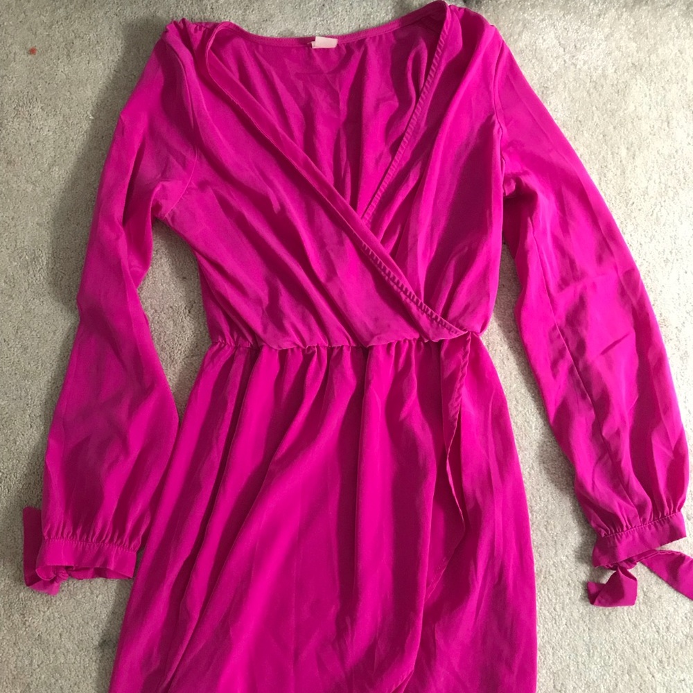 Beautiful magenta pink long sleeve dress